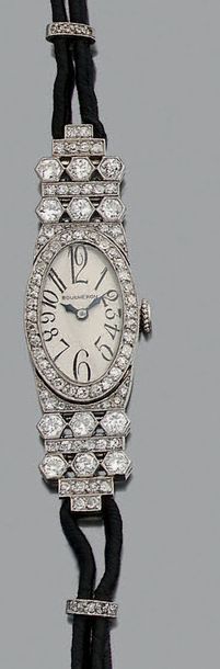 null LADY WATCH Diamonds, platinum (950). Hand-wound mechanical movement. Dial signed...