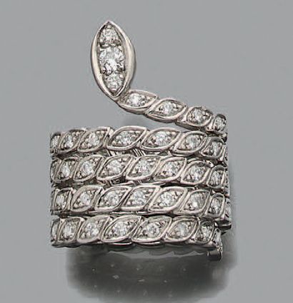 STERLE Snake ring. Diamonds, platinum (950). Signed and numbered
Td: 51 - Pb: 15.8...