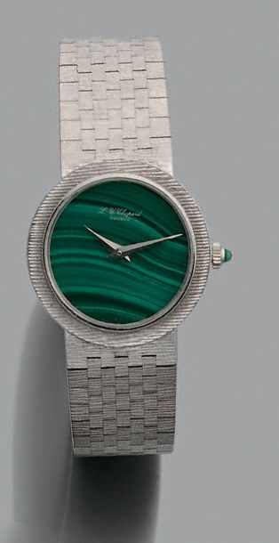 CHOPARD Montre de dame à mouvement mécanique. Malachite, or 18k (750).
L.: 15 cm...