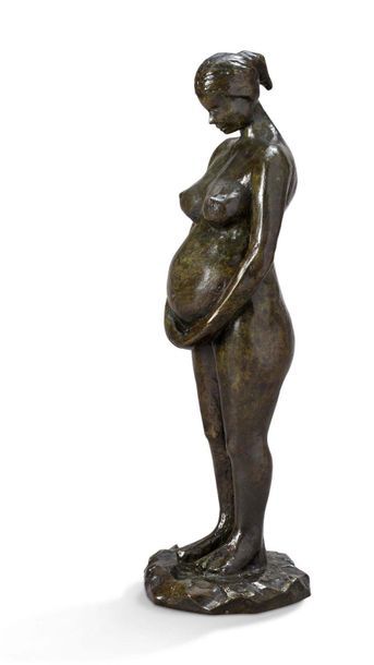 Jorge BORRAS (né en 1952) 
Maternity, 1991
Bronze with green patina, signed, numbered...