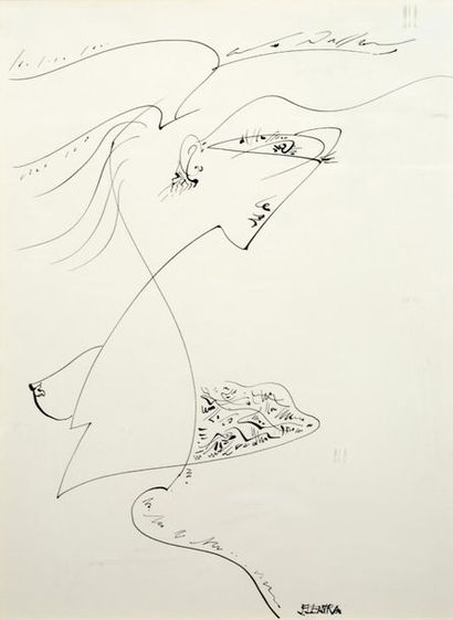 André MASSON (1896-1987) Elektra, 1954
Encre sur papier, titrée en bas à droite 
Ink...