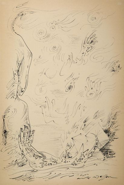 André MASSON (1896-1987) Brise Marine, 1963 Encre de chine sur papier, signée en...