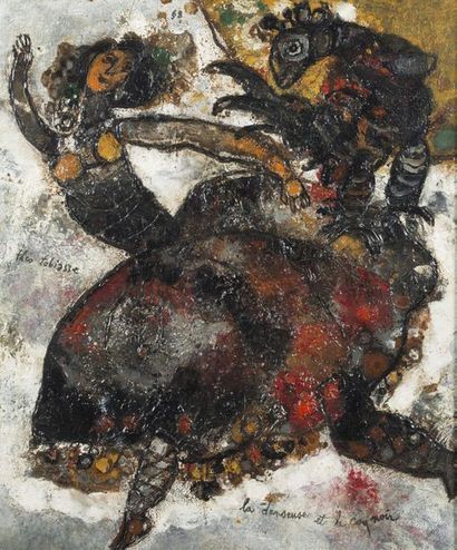 THEO TOBIASSE (1927-2012) La danseuse et le coq noir, 1968
Huile sur toile, signée...