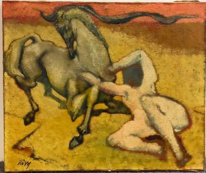 Ernest RISSE (1921-2003) Ernest RISSE (1921-2003) 

Femme au cheval

Huile sur toile,...