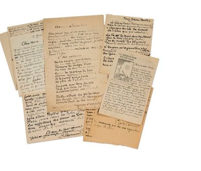 BERNARD Emile (1868-1941) 
Ensemble de sept lettres et deux sonnets autographes signés...