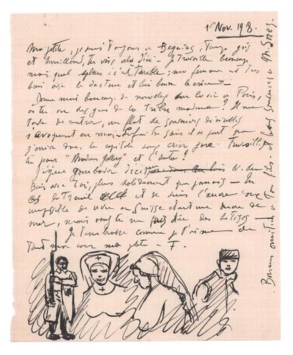 PICABIA Francis (1879-1953) 
Autograph letter signed "F." with pen drawing addressed...