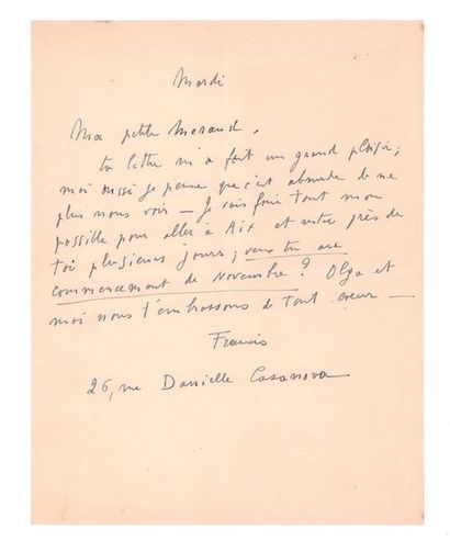 PICABIA Francis (1879-1953) 
Autograph correspondence signed in Méraud GUEVARA.
Circa...