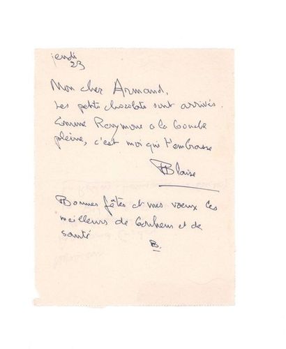 CENDRARS Blaise (1887-1961) Signed autograph correspondence addressed to Armand GODOY....