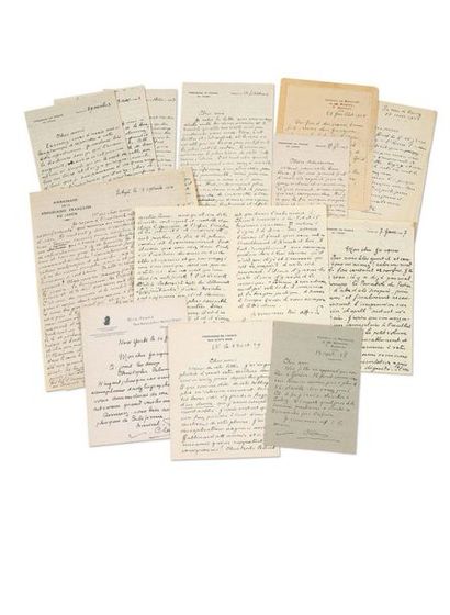 CLAUDEL Paul (1868-1955) Correspondence of 28 letters and business cards addressed...