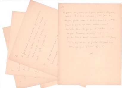 COCTEAU Jean (1889-1963) 
La Poësie, manuscrit autographe.
S.l.n.d., 5 pages in-4...