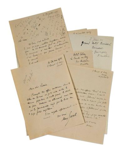 JACOB Max (1876-1944) Autograph correspondence signed with its publishers Simon and...