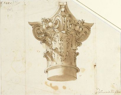ANTONIO GALLI BIBIENA (PARME, 1697 - MILAN, 1774) Etude de capitale corinthienne
Plume...
