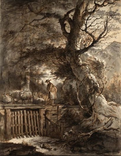 JEAN-ANTOINE CONSTANTIN D'AIX (MARSEILLE, 1756 - AIX-EN-PROVENCE, 1844) Paysage avec...