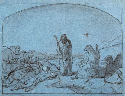 ATTRIBUÉ À HENRI LEHMANN (KIEL, 1814 - PARIS, 1882) Scène biblique
Plume et encre...