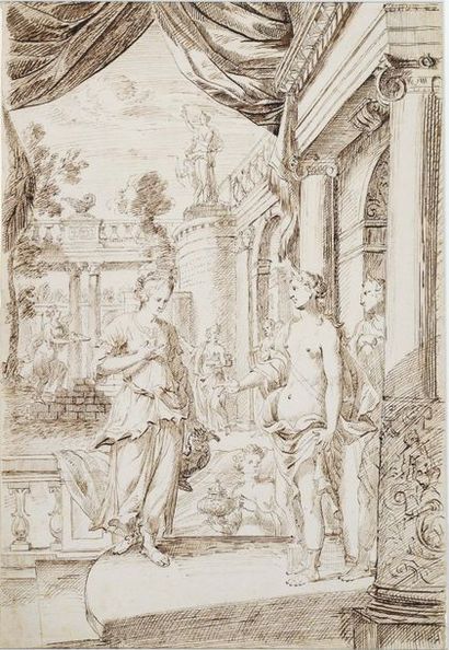 ATTRIBUÉ À HENDRIK POLA (1676 - LA HAYE, 1748) Psyché dans son palais
Plume et encre...