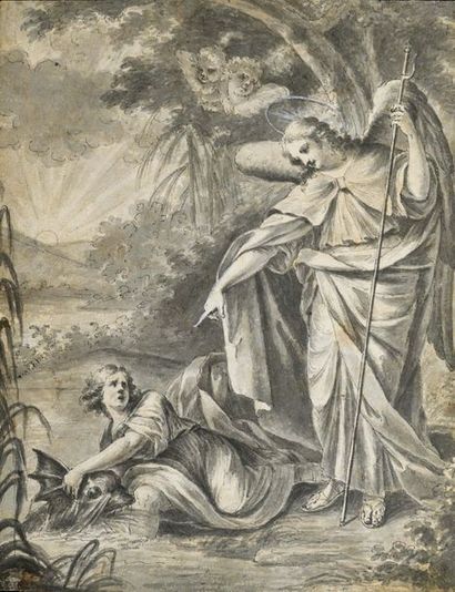 ECOLE FRANÇAISE, ENTOURAGE DE JACQUES STELLA (LYON, 1596 - PARIS, 1657) Tobie and...