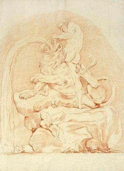 ENTOURAGE D'EDMÉ BOUCHARDON (CHAUMONT, 1698 - PARIS, 1762) Hercule domptant le lion...