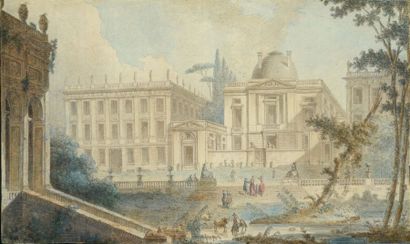 JEAN-HENRI-ALEXANDRE PERNET (1763 - 1789 OU 1809) Cartoon palaces Watercolour
drawing
24...