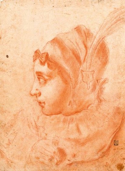 École ROMAINE vers 1630 Portrait d'un page vu de profil
Sanguine
21 x 15,5 cm
Cachet...