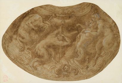 ATTRIBUÉ À FRANCESCO SALVIATI (FLORENCE, 1510 - ROME, 1563) Satyres se lavant à la...