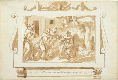 GIOVANNI GUERRA (MODÈNE, 1544 - ROME, 1618) Scène de la vie de Saint François d'Assise
Plume...