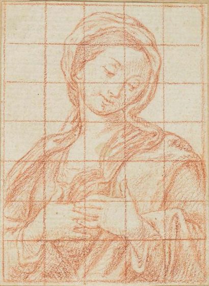 ENTOURAGE D'ANDREA BOSCOLI (FLORENCE, 1560 - 1606) Portrait de la Vierge Marie
Sanguine
8,1...