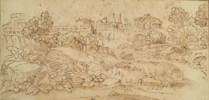 ENTOURAGE D'ANNIBALE CARRACCI (BOLOGNE, 1560 - ROME, 1609) Presumed view of Rome
Pen...