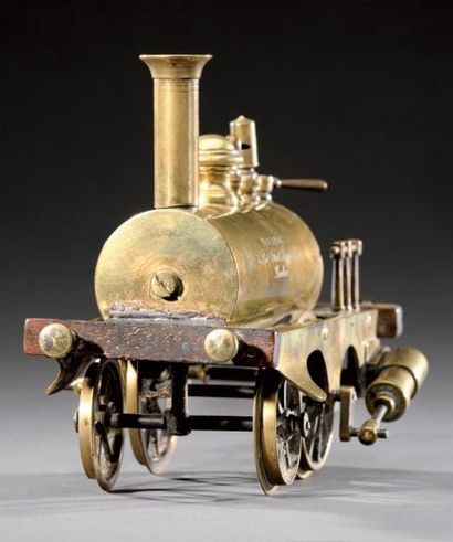 null Locomotive à vapeur (maquette ou modèle réduit) en laiton, gravée sur le côté:...