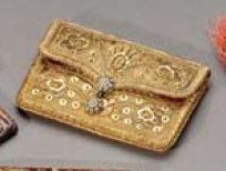 null Porte monnaie en velours brodé d'or Travail turc 19ème siècle 6, 5x 10 cm