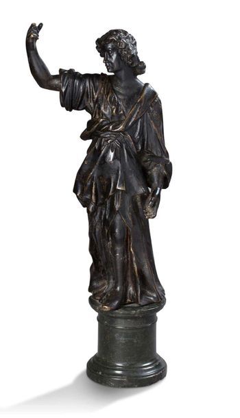 null PAIRE D'ANGES en bronze à patine noire Allemagne du sud, XVIIe siècle
Hauteur...