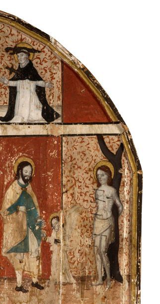 PAINTED WOODEN FRAGMENT OF RETABLE representing...