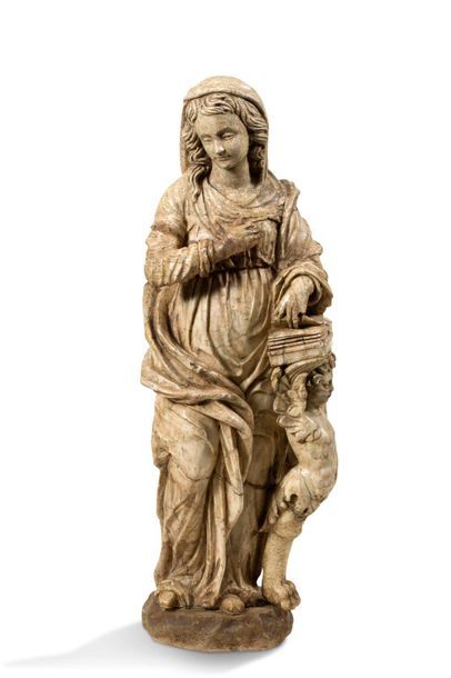 ANNOUNCEMENT VIRGIN in carved alabaster....