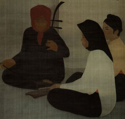 NGUYEN VAN THINH (NÉ EN 1906) Young women playing an instrument circa 1933
Ink and...