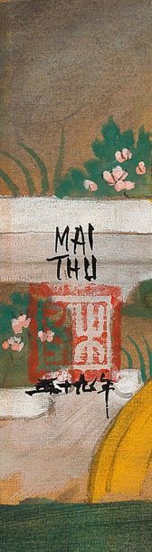 MAI trung THU (1906-1980) Petite maternité, 1959
Encre et couleurs sur soie, signée...