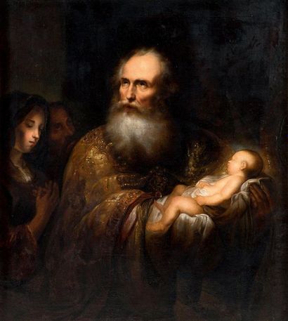 JÜRGEN OVENS (TÖNNING, 1623 - FRIEDRICHSTADT, 1678) Simeon, holding the infant Jesus,...
