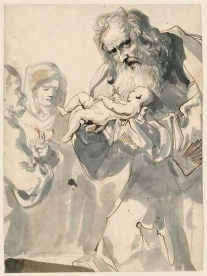 JÜRGEN OVENS (TÖNNING, 1623 - FRIEDRICHSTADT, 1678) Siméon, tenant l'enfant Jésus,...
