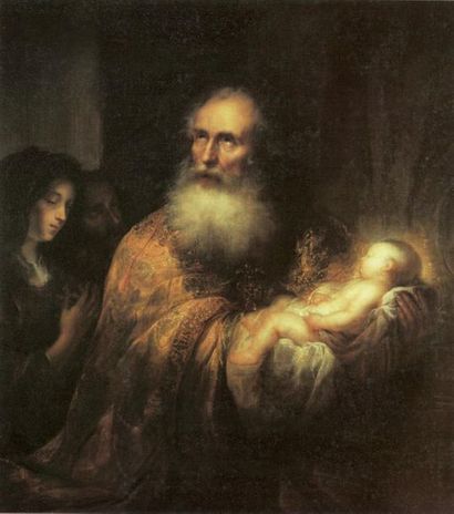 JÜRGEN OVENS (TÖNNING, 1623 - FRIEDRICHSTADT, 1678) Simeon, holding the infant Jesus,...
