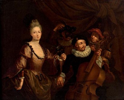SUIVEUR DE CLAUDE GILLOT (LANGRES, 1673 - PARIS, 1722) Le Concert du soir
Huile sur...