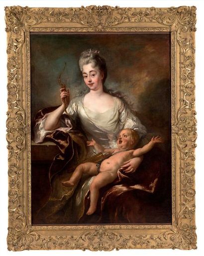 Jean-François de TROY (Paris, 1679 - Rome, 1752) Portrait of a Woman in Venus Disarming...