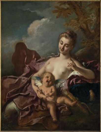 Jean-François de TROY (Paris, 1679 - Rome, 1752) Portrait of a Woman in Venus Disarming...