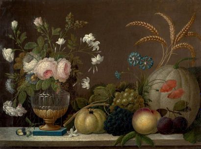 EUGÈNE BAUGIER (ACTIF AU XIXE SIÈCLE) Still
Life Signed and dated on the back 1818
Oil...