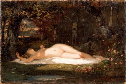 ATTRIBUÉ À NARCISSE DÍAZ DE LA PEÑA (BORDEAUX, 1807 - MENTON, 1876) Nude in the undergrowth
Oil...