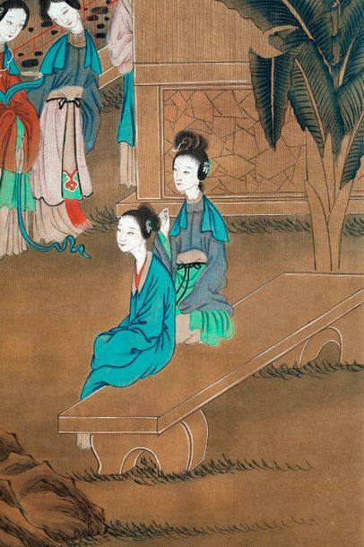 null China, 20th century

Set of two large ink and colour paintings on linen, depicting...