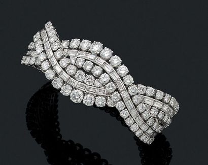 BOUCHERON IMPORTANT BRACELET Round, brilliant-cut and baguette-cut diamonds, platinum...