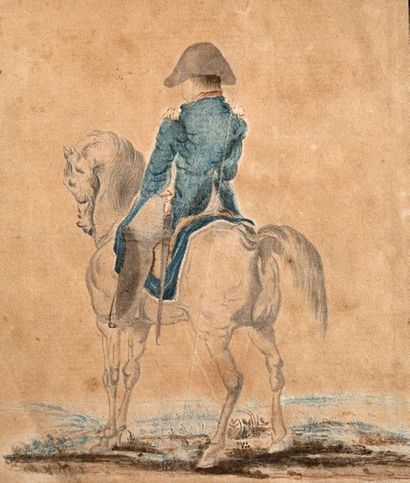 ATTRIBUÉ AU MARÉCHAL DAVOUT ANNOUX, 1770/1823, PARIS L’Empereur à cheval de dos
Aquarelle...