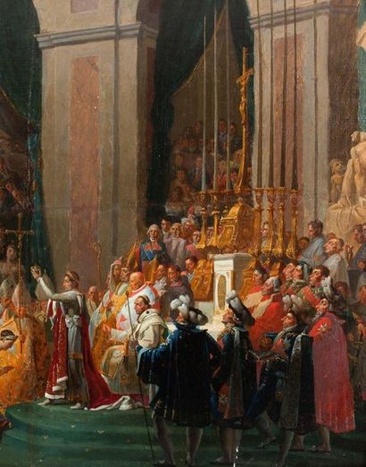 JACQUES-LOUIS DAVID.ATELIER DE. 
Le Sacre de Napoléon
Oil on panel
62 x 84 cm