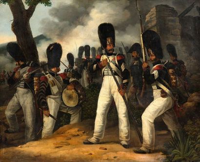 ÉCOLE FRANÇAISE VERS 1820 
Grenadiers de la Garde Royale en 1824
lors de la Bataille...