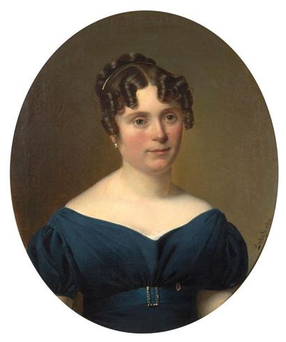 CLAUDE-MARIE DUBUFE PARIS, 1790 - 1864, LA CELLE-SAINT-CLOUD Portrait de femme à...