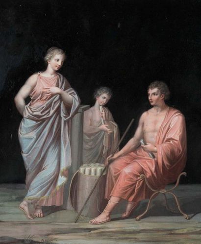 MICHELANGELO MAESTRI ROME, 1741 - 1812 
Six gouaches with frescoes
from Pompeii :...