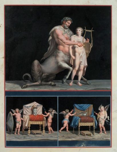 MICHELANGELO MAESTRI ROME, 1741 - 1812 
Six gouaches reprenant des fresques
de Pompéi...
